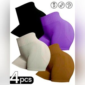 Seamless High Waisted Athletic Shorts - 4 Solid Colors